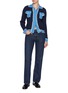 Figure View - Click To Enlarge - BARRIE - Hybrid Frayed Edge Dark Wash Denim Knit Jacket