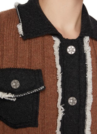 - BARRIE - Hybrid Frayed Edge Dark Wash Denim Knit Jacket