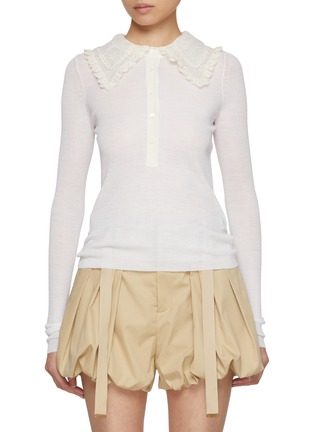 Main View - Click To Enlarge - CHLOÉ - Lace Collar Wool Knit Top