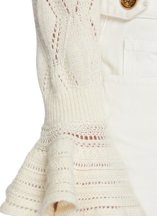  - CHLOÉ - Ruffle Hem Cotton Wool Silk Pointelle Knit Cardigan