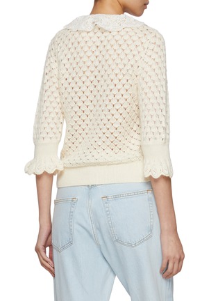Back View - Click To Enlarge - CHLOÉ - Ruffled Open Knit Polo Top