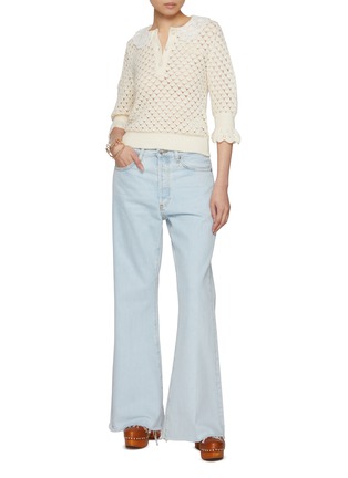 Figure View - Click To Enlarge - CHLOÉ - Ruffled Open Knit Polo Top