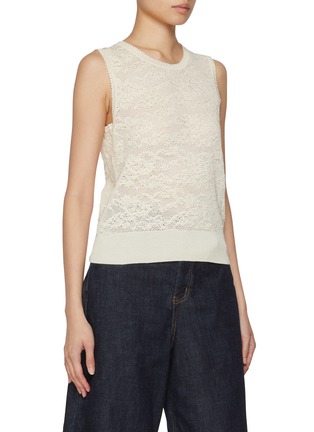 Detail View - Click To Enlarge - CHLOÉ - Lace Knit Top & Cardigan Cotton Silk Set