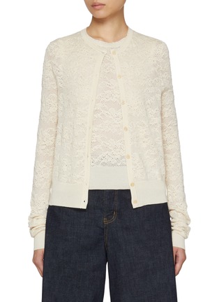 Main View - Click To Enlarge - CHLOÉ - Lace Knit Top & Cardigan Cotton Silk Set