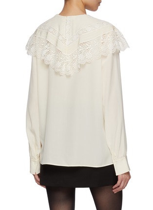 Back View - Click To Enlarge - CHLOÉ - Exaggerated Lace Collar Silk Blouse