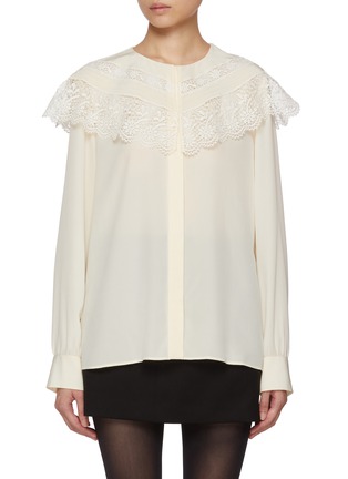 Main View - Click To Enlarge - CHLOÉ - Exaggerated Lace Collar Silk Blouse