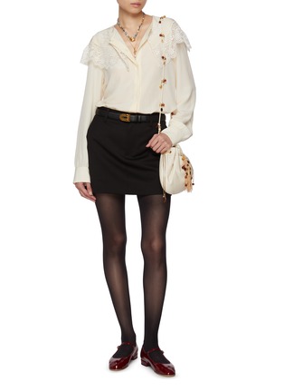 Figure View - Click To Enlarge - CHLOÉ - Exaggerated Lace Collar Silk Blouse