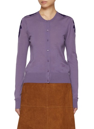 Main View - Click To Enlarge - CHLOÉ - Lace Patch Sleeve Wool Knit Cardigan