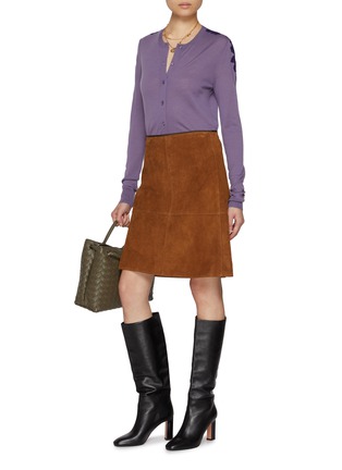 Figure View - Click To Enlarge - CHLOÉ - Lace Patch Sleeve Wool Knit Cardigan