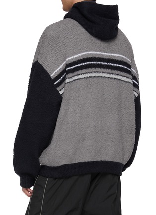 Back View - Click To Enlarge - BALENCIAGA - Knit Insert Two Tone Hoodie