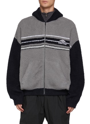 Main View - Click To Enlarge - BALENCIAGA - Knit Insert Two Tone Hoodie