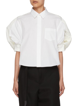 Main View - Click To Enlarge - SACAI - Puff Sleeve Cropped Shirt