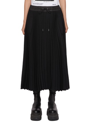 Main View - Click To Enlarge - SACAI - Matelassé Twill Pleated Drawstring Skirt