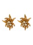 LANE CRAWFORD VINTAGE ACCESSORIES Gold Toned Faux Pearl Diamante Clip On Earrings