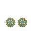 LANE CRAWFORD VINTAGE ACCESSORIES Flower Diamante Faux Turquoise Clip On Earrings