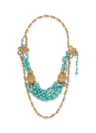 Main View - Click To Enlarge - LANE CRAWFORD VINTAGE ACCESSORIES - Marboux Gold Toned Faux Turquoise Beaded Necklace