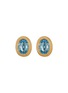 LANE CRAWFORD VINTAGE ACCESSORIES Gold Toned Blue Diamante Clip On Earrings