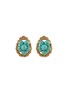 LANE CRAWFORD VINTAGE ACCESSORIES Beaded Gold Toned Faux Turquoise Clip On Earrings