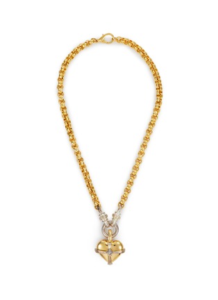 Main View - Click To Enlarge - LANE CRAWFORD VINTAGE ACCESSORIES - Heart Gold Silver Toned Necklace