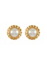 LANE CRAWFORD VINTAGE ACCESSORIES Gold Toned Faux Pearl Clip On Earrings