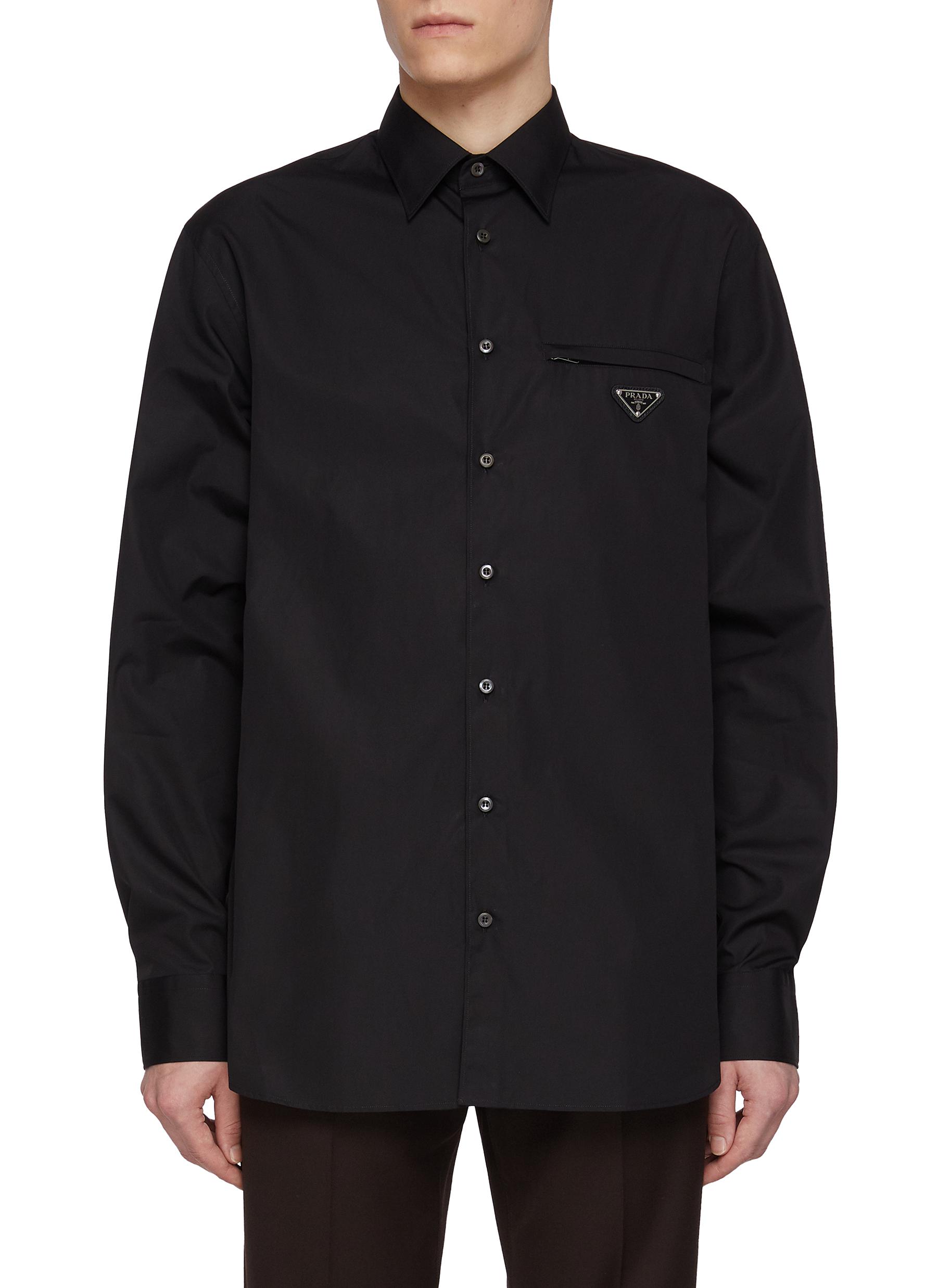 PRADA | Zippered Chest Pocket Cotton Poplin Shirt | Men
