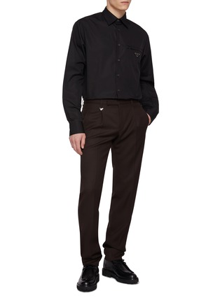 Figure View - Click To Enlarge - PRADA - Zippered Chest Pocket Cotton Poplin Shirt