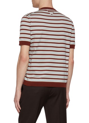 Back View - Click To Enlarge - PRADA - Colour Block Striped Knit T-Shirt