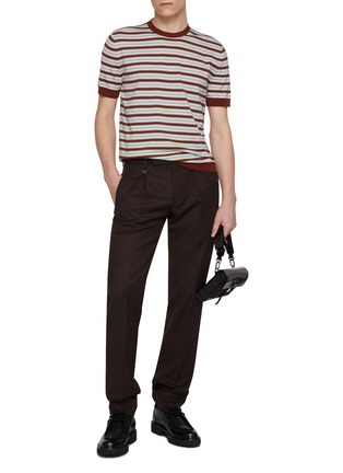 Figure View - Click To Enlarge - PRADA - Colour Block Striped Knit T-Shirt