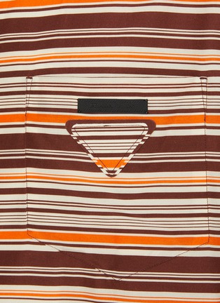  - PRADA - Oversized Striped Cotton Silk Bowling Shirt