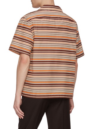 Back View - Click To Enlarge - PRADA - Oversized Striped Cotton Silk Bowling Shirt