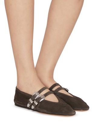 Figure View - Click To Enlarge - LE MONDE BERYL - Claudia Double Strap Suede Mary Janes