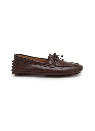 Main View - Click To Enlarge - LE MONDE BERYL - Croco Printed Driver Moccasin Leather Loafers