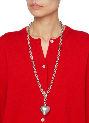 Figure View - Click To Enlarge - ROXANNE ASSOULIN - Puffy Heart Silve Pleated Brass Necklace