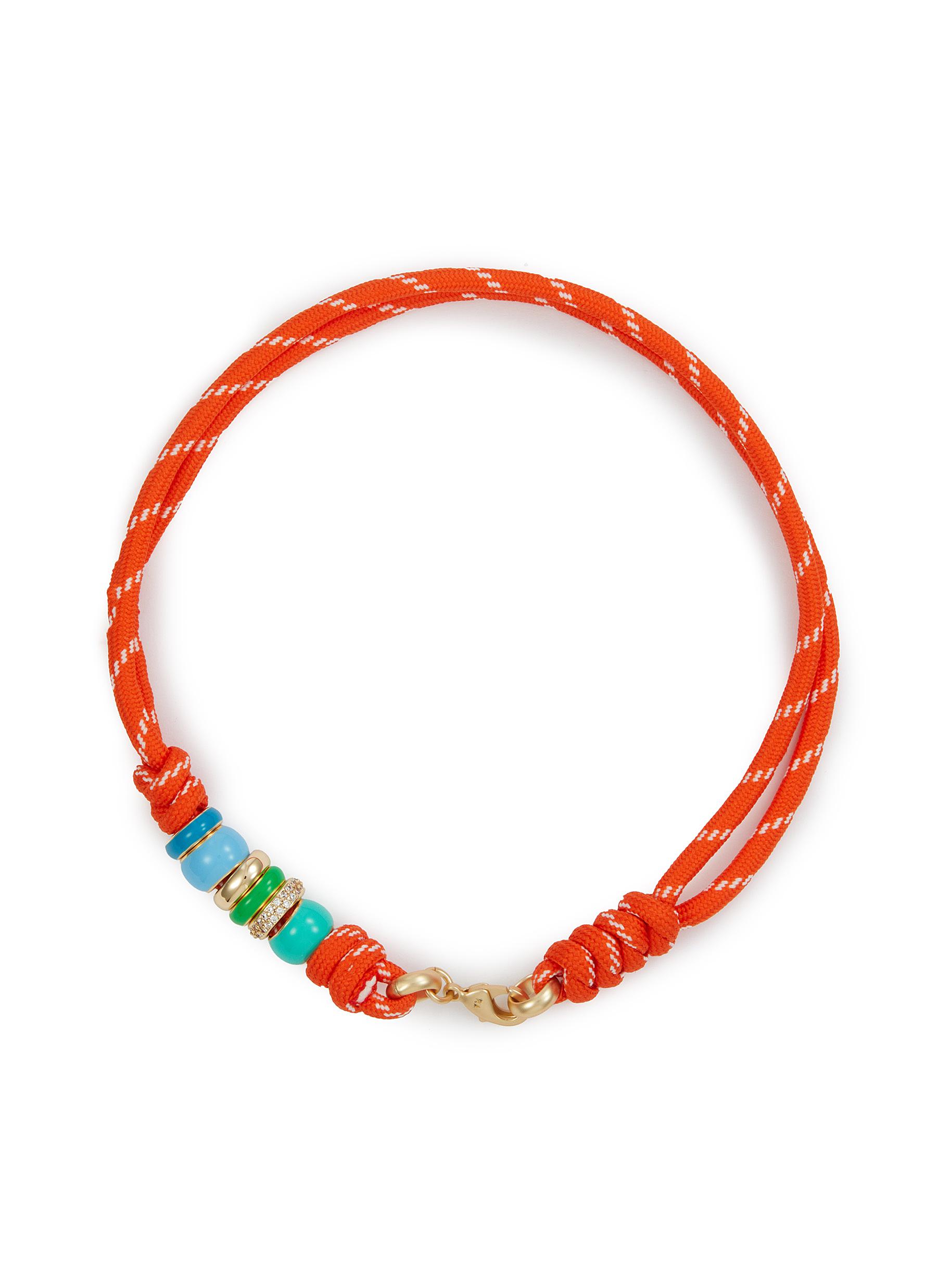 Roxanne Assoulin Gold and Orange Necklace ROXANNE ASSOULIN Puffy Initial gold-tone, enamel and cubic  main image 4