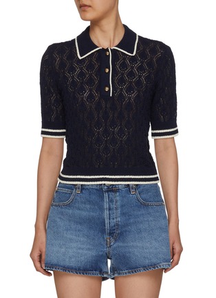 Main View - Click To Enlarge - FRAME - The Rookie Pointelle Polo Shirt