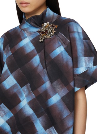  - DRIES VAN NOTEN - Jewel Brooch Spray Chequered Cotton Top
