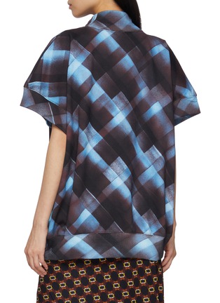 Back View - Click To Enlarge - DRIES VAN NOTEN - Jewel Brooch Spray Chequered Cotton Top