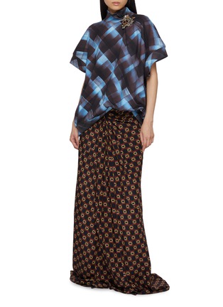 Figure View - Click To Enlarge - DRIES VAN NOTEN - Jewel Brooch Spray Chequered Cotton Top