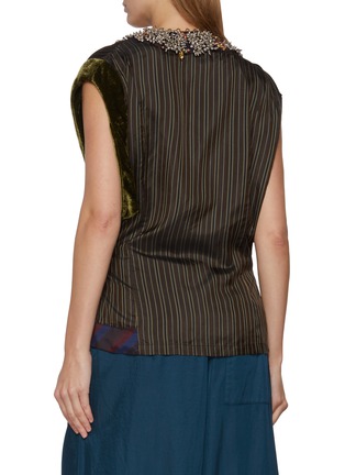 Back View - Click To Enlarge - DRIES VAN NOTEN - Clematia Sleeveless Embellished Striped Wrap Top