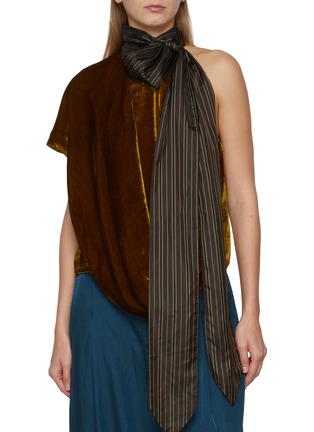 Main View - Click To Enlarge - DRIES VAN NOTEN - Cresta Sleeveless Asymmetrical Scarf Neck Velvet Top