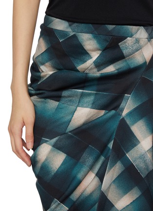  - DRIES VAN NOTEN - Draped Spray Chequered Cotton Midi Skirt