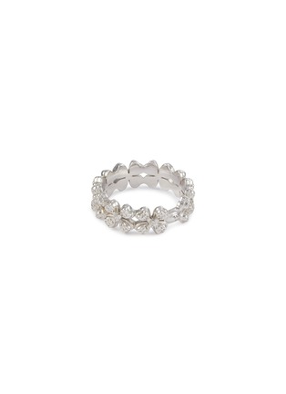 Detail View - Click To Enlarge - SSIL - Clover Rhodium Plated Silver Band Ring