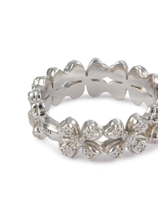 Detail View - Click To Enlarge - SSIL - Clover Rhodium Plated Silver Band Ring