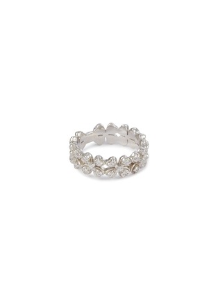 Main View - Click To Enlarge - SSIL - Clover Rhodium Plated Silver Band Ring