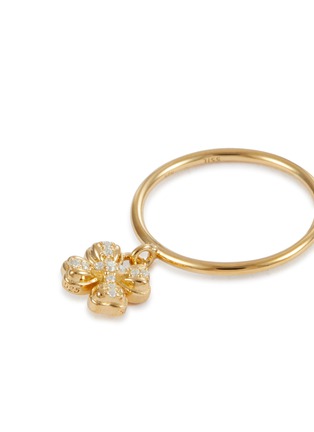 Detail View - Click To Enlarge - SSIL - Clover Yellow Gold Plated Silver Drop Ring