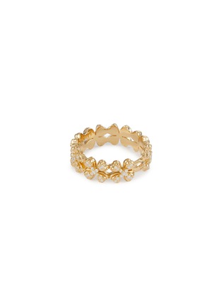Detail View - Click To Enlarge - SSIL - Clover Yellow Gold Plated Silver Band Ring