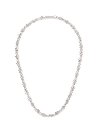 Main View - Click To Enlarge - SSIL - Clover Rhodium Plated Silver Row Chain Necklace