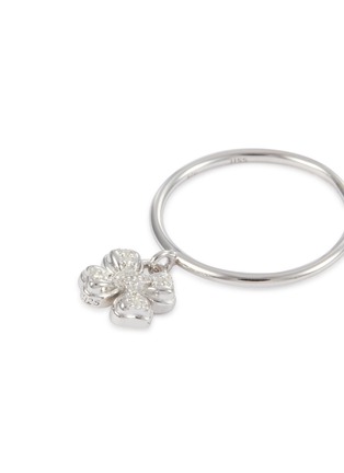 Detail View - Click To Enlarge - SSIL - Clover Rhodium Plated Silver Drop Ring