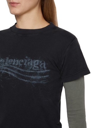  - BALENCIAGA - Crayon Logo Double Sleeve Cotton T-Shirt