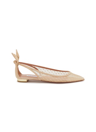 Main View - Click To Enlarge - AQUAZZURA - Bow Tie Mesh Suede Ballet Flats